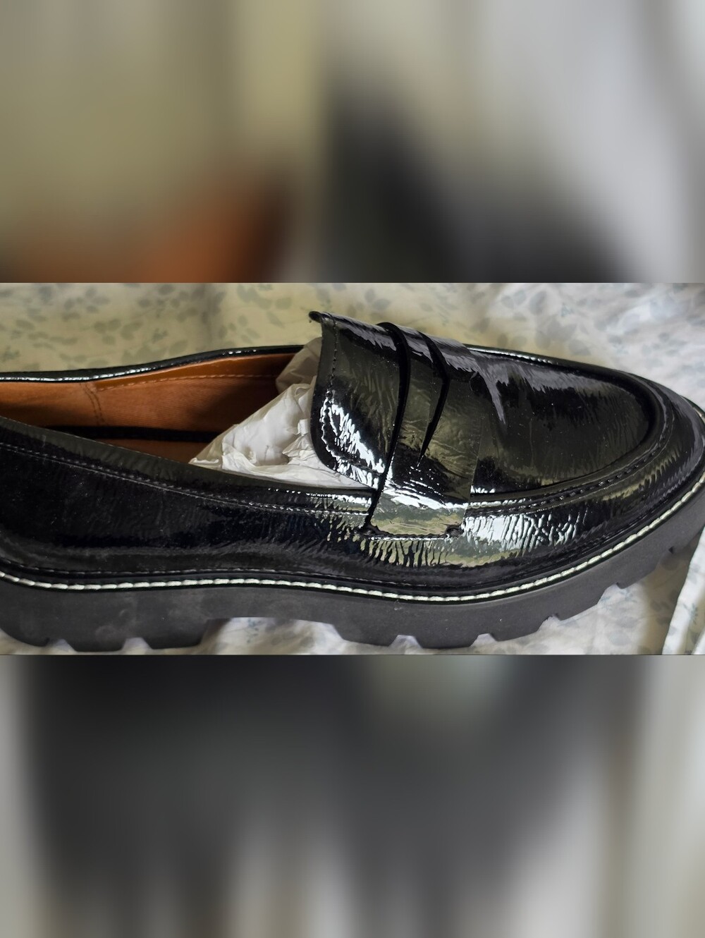 Franco Sarto Black Patent Leather Penny Loafers